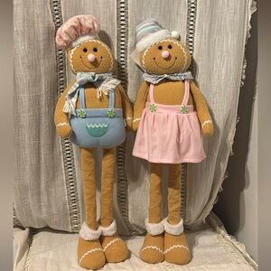 Christmas Pastel Gingerbread Couple Adjustable Height Standing